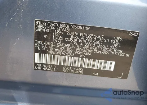 2007 Toyota Rav4 Limited V6 from USA, damaged, VIN JTMBK31V176023213